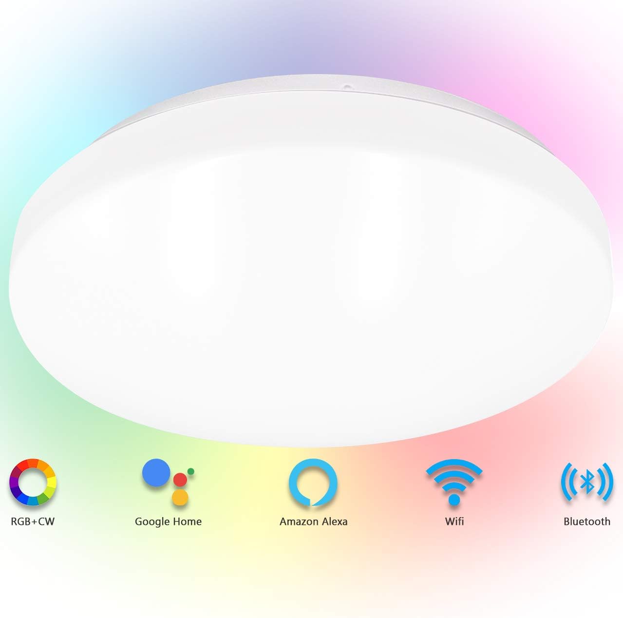 SYLSTAR Smart LED Ceiling Light 20W 1500lm, RGB+CW Color Ambiance, APP