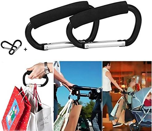 Stroller Hooks, 2 Pack of Multi Purpose Mummy Hooks, Large Strong Universal Pushchair Buggy Clips for Hanging Diaper, Shopping Bag and Purse etc, Size: 14cm(L) 8cm(W)
