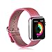 MXY Apple Watch Band, 2016 Fine Woven Nylon Strap Replacement Wrist Classic Bracelet (38MM-Pink)