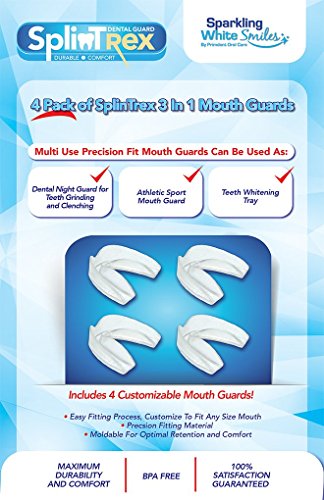 Professional Teeth Mouth Guards for Teeth Grinding and Clenching - Dental Protectors for Bruxism - 4 Pack - BPA Free - Multi Use - Free Storage Case