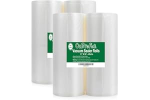 O2frepak 4Pack (Total 200Feet) 11x50 Rolls Vacuum Sealer Bags Rolls with BPA Free,Heavy Duty Vacuum Sealer Storage Bags Rolls,Cut to Size Roll,Great for Sous Vide