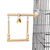 QBLEEV Bird Swing, Parrot Perch, Bird Stands, Bird Playstand, Bird Cage Wooden Stands with Bell Chewing Beads for Conure Parakeet s Cockatiels Cockatoos Lovebird Parrotlet