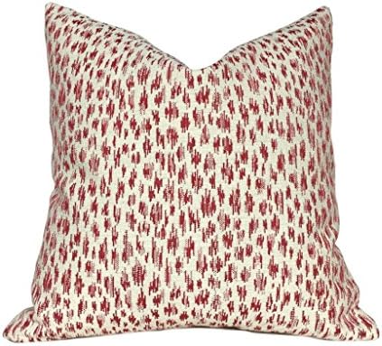 HC Monogram Leopold Leopard Animal Spots Red Ivory Pillow Cover, Fits 12x18 12x24 14x20 16x26 18x18 20x20 22x22 24x24 Cushion Inserts