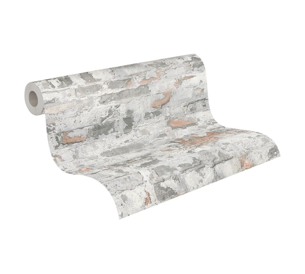 Livingwalls Brick Wallpaper Elements A.S. Création Non-Woven 10.05 m x 0.53 m Grey White Red Made in Germany 369292 36929-2