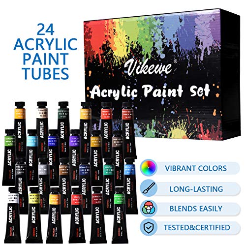 VIKEWE Acrylic Paint Set, 48 Piece Professional Painting Set, Includes