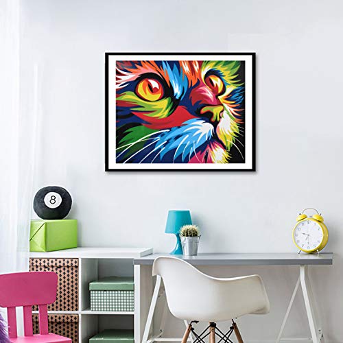 NATUCE Malen Nach Zahlen DIY Ölgemälde für Kinder Erwachsene Anfänger, DIY Malen Nach Zahlen Vorgedruckt Leinwand-Ölgemälde Geschenk Kits Home Haus Dekor - Bunter Katze 40 * 50 cm (Ohne Rahmen) – Bild 6