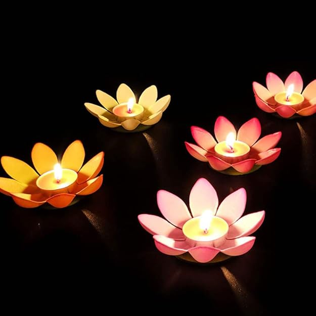 Uonlytech 5 Pcs 12CM Water Floating Candle Lanterns, Floating Lotus