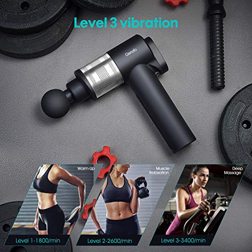 Massage Gun for Athletes, Professional Deep Tissue Percussion Muscle Massager for Pain Relief, Handheld Electric Body Massager Sports Drill Portable Super Quiet Brushless Motor, Genofo Massage Gun