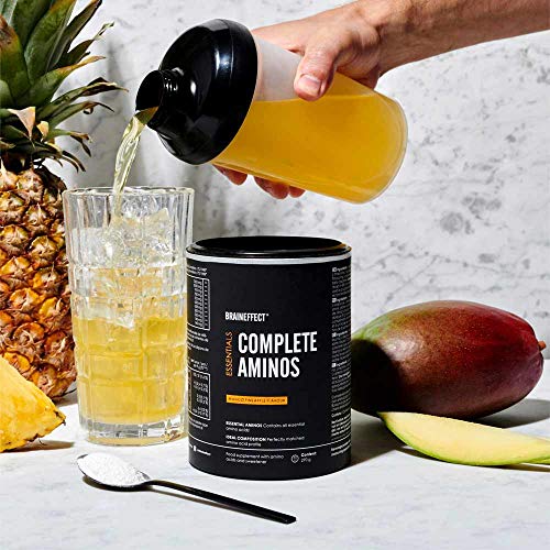 BRAINEFFECT-COMPLETE-AMINOS-I-Alle-Essentiellen-Aminosaeuren-BCAAS-Pulver-Komplex-und-Mehr-I-Vegan-German-Quality-I-270g-I-Mango-Ananas-Geschmack