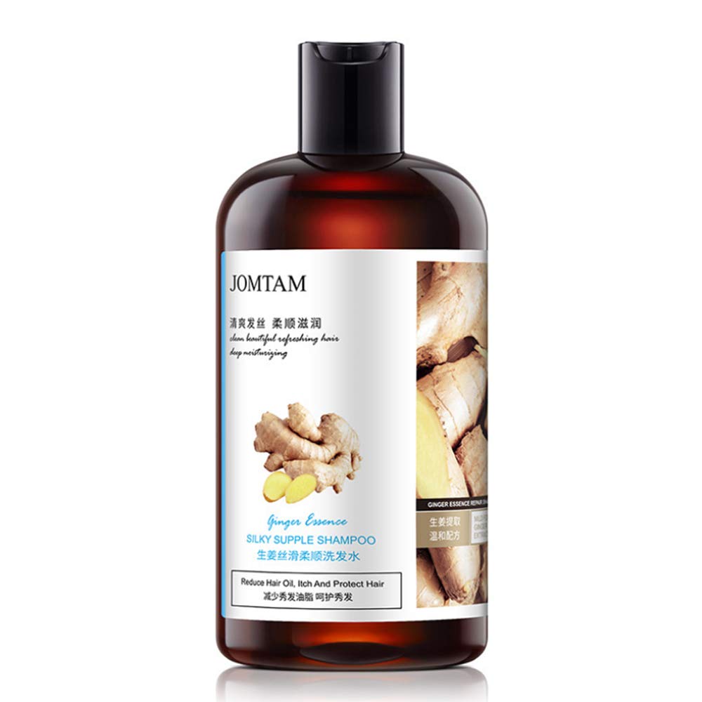 JOMTAM Silky Supple Shampoo Hair Oil Ginger Essence Natural Extract Smooth Mild Formula Itch Protect Moisturizes Nourishes Clears 400ml