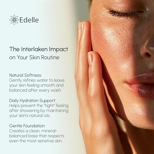Edelle Interlaken Swiss-Inspired Filter Shower Head – Advanced Chlorine Removal – High Pressure – Travel Easy Design – Premium Water Quality for Hair & Skin Care