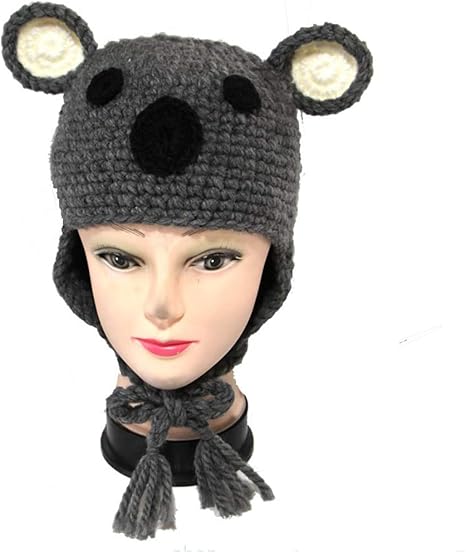 Amazon Co Jp 手作りニット帽子 冬のかわいいコアラのかつらかぎ針編みの帽子暖かい面白いスキーskulliesビーニークリスマス誕生日ギフト用男性女性 ホーム キッチン