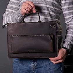 INCARNE - Leather Laptop Bag with Handle and Zipper
