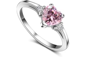 ACEFEEL 925 Sterling Silver Heart Shaped White Opal Engagement Promise Band Ring