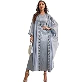 PolyJolly Embroidery Jalabiya Chiffon Abaya Dress for Women Dubai Sadui Muslim Eid Clothes