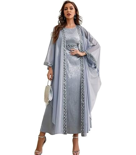 Wraith of East Women's Muslim Maxi Dress Kaftan Abaya Islamic Arabian Clothing Lace Top Round Neck Party Gown Jilbab Robe (Pink, XL) at Amazon Women's Clothing store