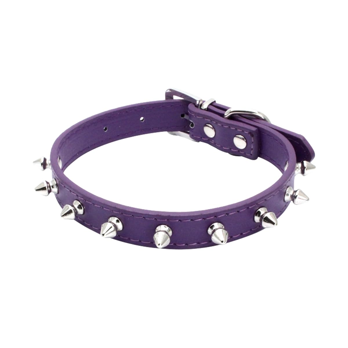 haoyueer Spiked Studded Leather Dog Collar Mushrooms Rivets Cat Collar for Small Medium Dog Cat Puppy Kitty (M, Purple)