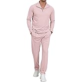 Lexiart Golf Quarter Zip Pullover for Men Tall Track Suits 2 Piece Set Lightweight Sun Protection Long Sleeve Shirt and Pants