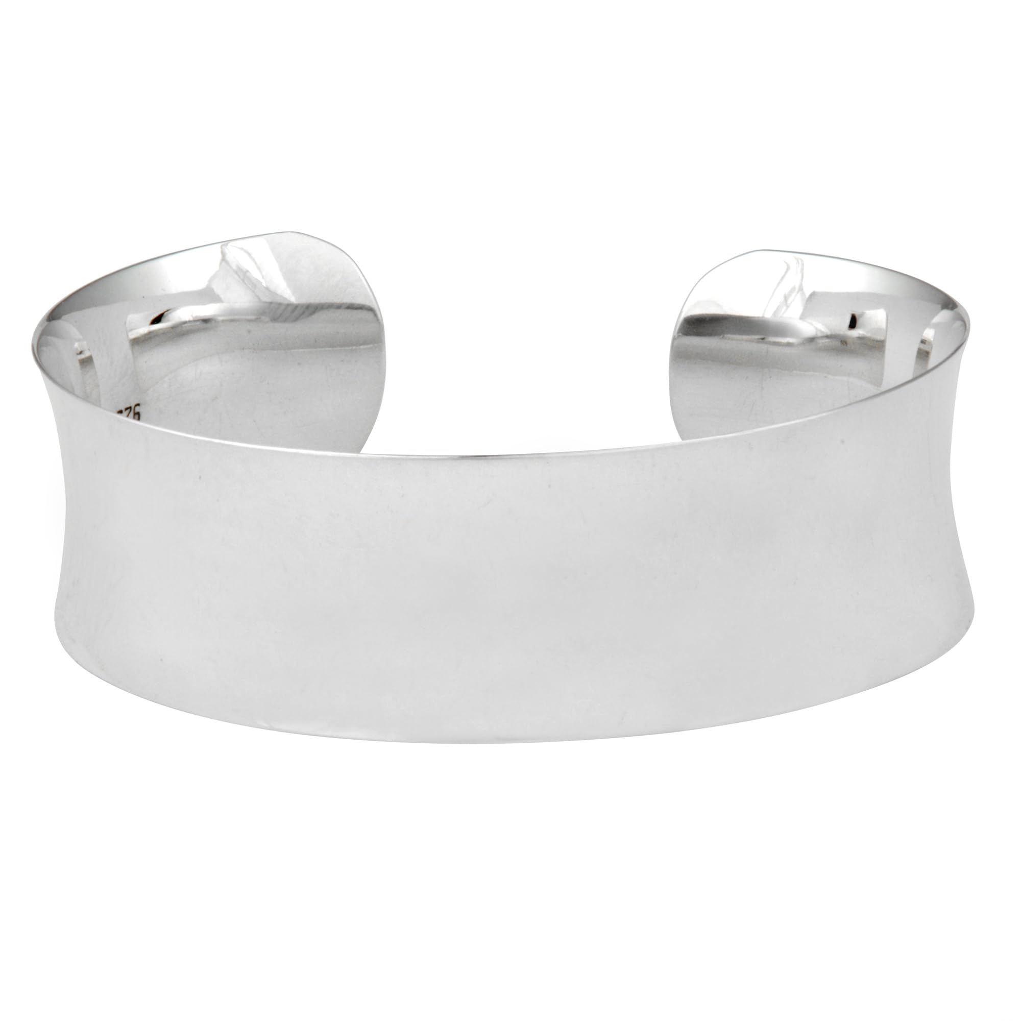Silverly Sterling Silver Bangles for Women Solid 925 - Polished Concave Cuff Bangle - Elegant Curved Adjustable Sterling Silver Bracelet - Flat Luxury Bracelets for Granddaughter