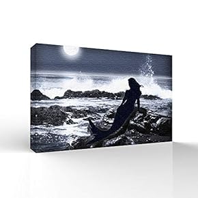 Canvas Wall Art Elegant Mermaid Pictures Home Wall Decorations for Bedroom Living Room Paintings Canvas Prints Framed - 12x18 inches