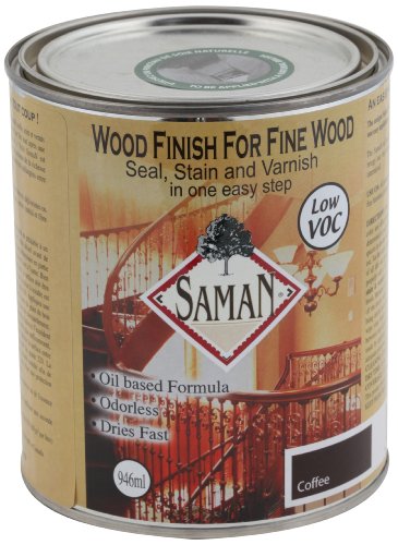 SamaN SAM-310-1L Interior One Step Wood Seal, Stain and Varnish –Oil Based Odorless Dye & Protection for Furniture, Fine Wood (Coffee SAM-310, 32 oz)