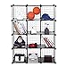 SONGMICS 12 Cube Wire Storage Rack with 3 Fabric Boxes, Interlocking Shelving Unit, Organizer for Clothes, Shoes, Books, Toys, Ideal for Living Room, Closet, Office, Black ULPI34BK