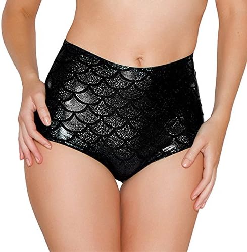 ovimo Women's High Waisted Mermaid Shorts Fish Scale Booty Bottoms,One size-Black,Balck
