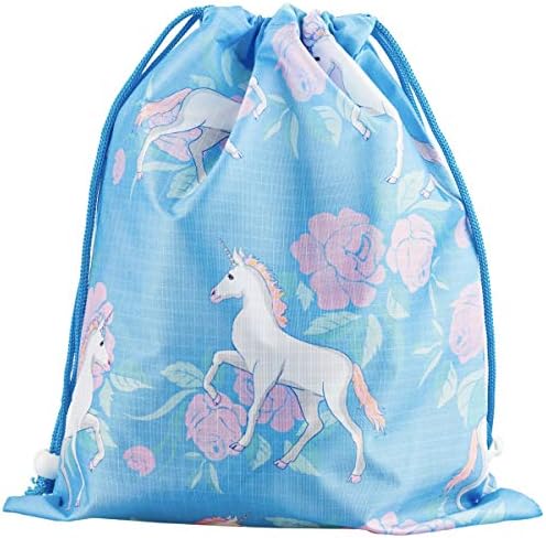 Designhoarder Magical Unicorn Birthday Party Favor Bags for Kids Adults 10 Pack Unicorn Baby Shower Princess Party Supplies Drawstring Goodie Bags Gift Bags Blue