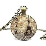 Lady's Retro Art Photo Handmade Glass Pendant Necklace Trendy Pendant Necklace Bronze Long Chain Jewelry Necklace for Women Gifts