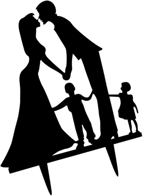 Amazon アクリル製 ケーキトッパー 家族シルエット 花嫁 新郎 子供たち ウェディング デコレーションツール オンライン通販