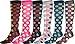 Sakkas Ladies Cute Colorful Design or Solid Knee High Socks Assorted 6-Pack