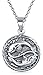 Pisces Zodiac Sign Astrology Horoscope Round Medallion Pendant For Men Women Necklace Antiqued Sterling Silver