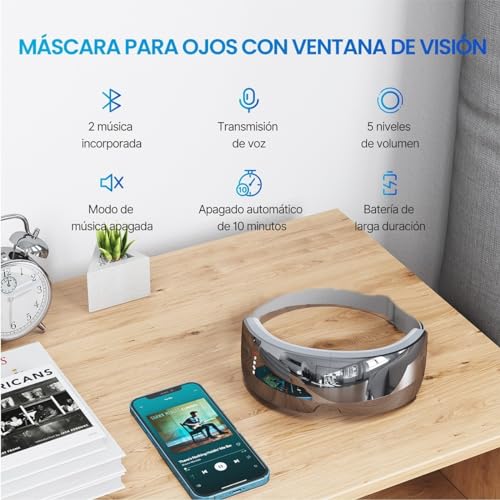 RENPHO Eyeris View - Eye Massager Extended with Heat, Compression,Vision Window, 5 Modes Eye Care Device for Migraines Relief, Relax Eye Strain, Reduce Dry Eyes, Temple Massager, Christmas Gifts