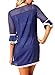 FZ FANTASTIC ZONE Women's Crochet Chiffon Tassel Pom Pom Trim Swimsuit Bikini Swimwear Beach Bathing Suit Cover up Navy Blue