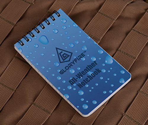GLORYFIRE Waterproof Notebook All Weather Shower Pocket Tactical Notepad with Cover Steno Pad Memo Book (blue 5pcs)