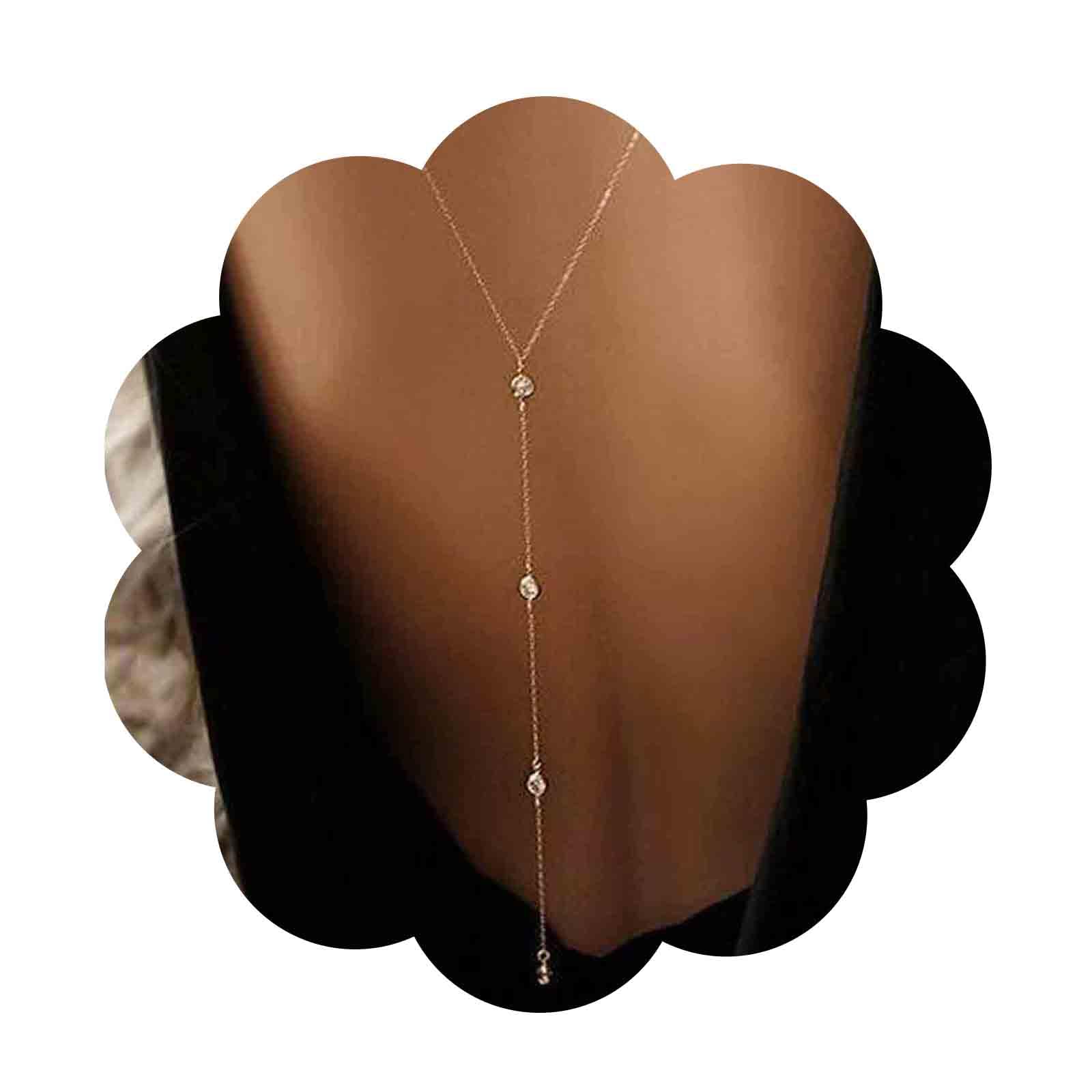 Yheakne Wedding Crystal Backdrop Necklace Gold CZ Y Lariat Necklace Chain Long Rhinestone Y Necklace Bridal Back Necklace Body Jewelry for Women and Girls