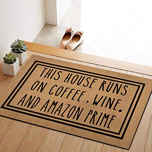 Doormat Funny Front Door Mat This House Runs On Coffee,Wine Door Mat
