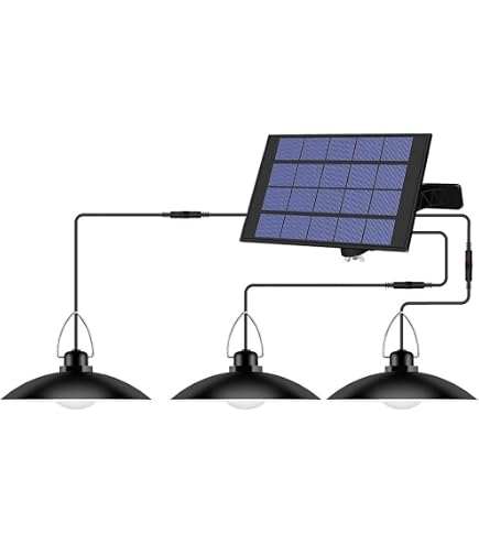 Lustre Solaire Extérieur 2 Têtes LED - Panneau Solaire 5.5V, Étanchéité IP65, Câble 3m | Pour Abri, Jardin, Terrasse