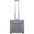All Aluminum Lightweight 17” Premium Two Wheels Pilot Business Laptop Travel Luggage, Catalog Case with Laptop Sleeve and Built-In Removable Dividers, Rolling Laptop Bag for Men and Women (Platinum)
