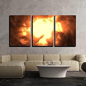 3 Piece Canvas Wall Art - Storm Background - Modern Home Art Stretched and Framed Ready to Hang - 16"x24"x3 Panels