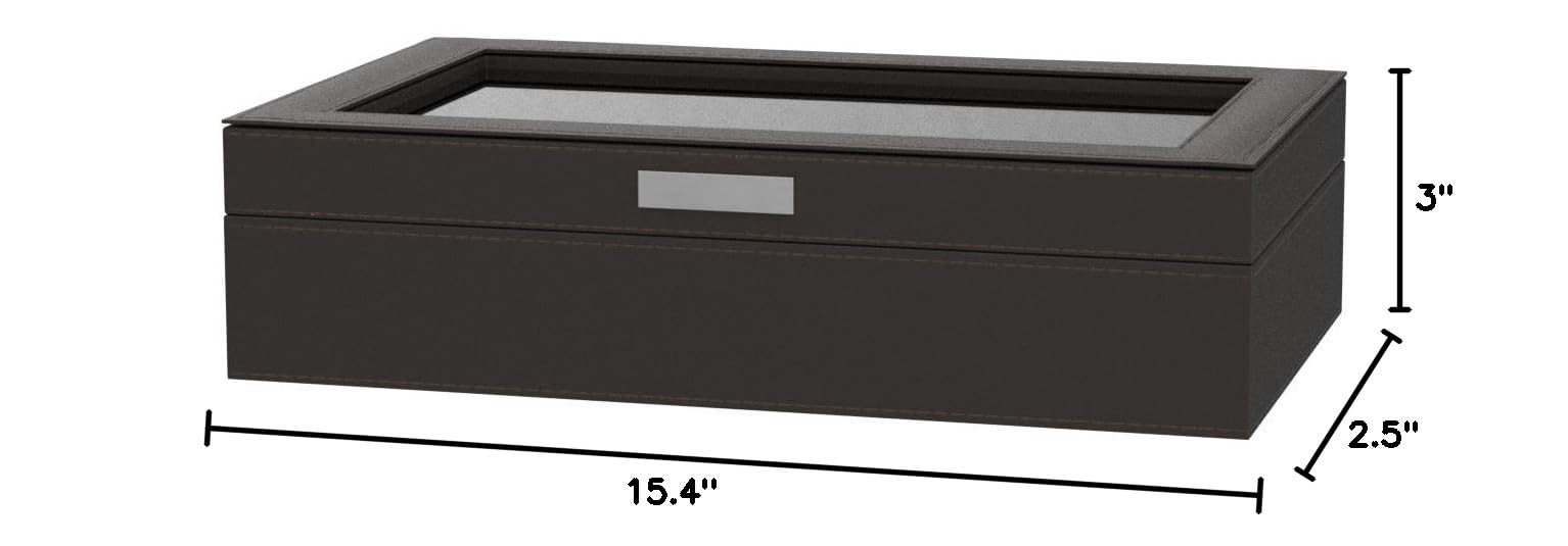 HOUNDSBAY Mariner Mens Watch Box Storage Case Holder, Watch Box for Large Watches, PU Leather Watch Box Organizer for Men, Watch Case for Large Watches, Wrist Watch Display Case, Watch Case Box Men