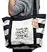 Teacher Peach Striped Canvas Teacher Tote Bag, Large Utility Gift Tote with Outside Pocket & Zipper Closure