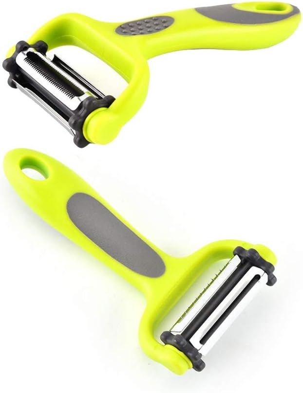 Teecuu High Quality Kitchen Peeler, 3-in-1 Ultra-Sharp Vegetable and Fruit Peeler, Stainless Steel Sharp Blade, Ergonomic Silicone Handle, Kitchen Gadget for Fruit and Vegetable Peeling (2 Pieces)