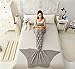 Coroler Mermaid Tail Queen Blanket with Scale Patterns, 70.8-Inch-by-31.5-Inch - Grey