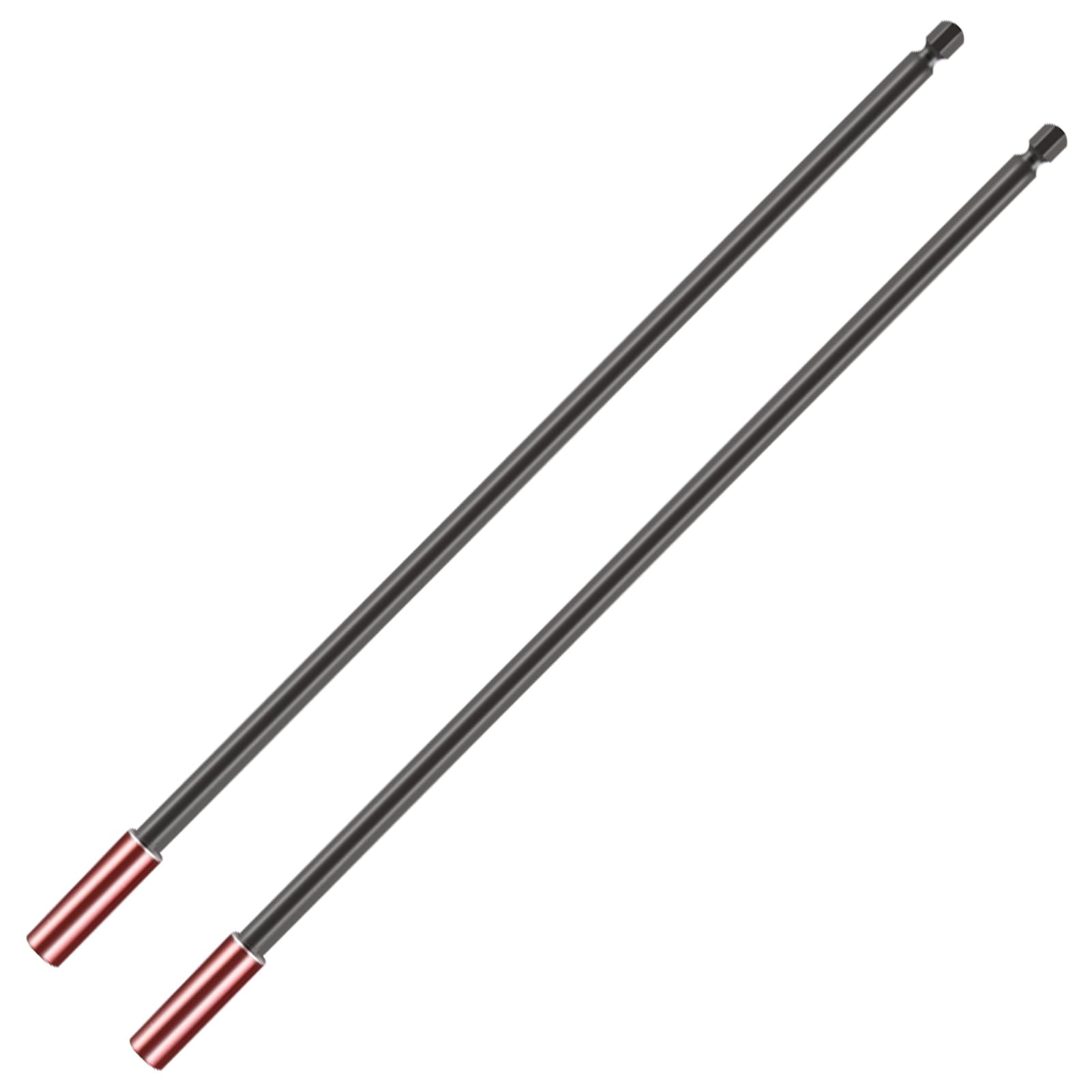 2pcs Drill Bit Extension Holder 12inch 300mm Long Magnetic Impact Driver Bar Hand-Held Reach Screwdriver 1/4" Hex Shank Bit Holders for Screws Nuts Drill
