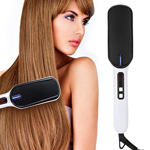 Portable Anion Hair Straightener Brush Frizz-Free Straightening Hair Brush Hair Care Straight Heated Comb with Temperature Inductor EU Plug - Thumbnail 2