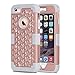 BENTOBEN iPhone 6 Case, iPhone 6S Case, Shockproof Protective Case Cover for iPhone 6 6S (4.7 Inch) Triple Layer Sparkly Studded Bling Rhinestone Hybrid Hard PC & Soft Silicone, Rose Gold/Gray