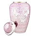 Cremation Urns by Meilinxu - Funeral Urns for Human Ashes Adult Memorial -Hand Made in Brass & Hand Engraved - Display Burial Urn At Home or in Niche at Columbarium (Pink Brilliant Butterflies, Large)