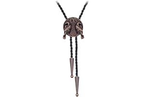 JPJZY BRBAM Norse Viking Style Bolo Tie Vintage 3D Pendant Western Cowboy Leather Necklace for Men