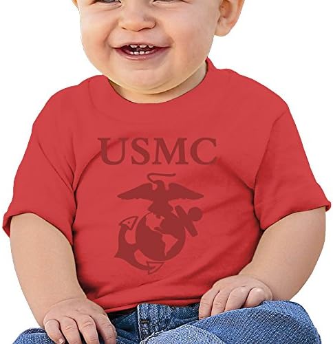 YONLY Kid's Toddler US Marine Corps USMC Logo 6-24 Months Baby T-shirt Red